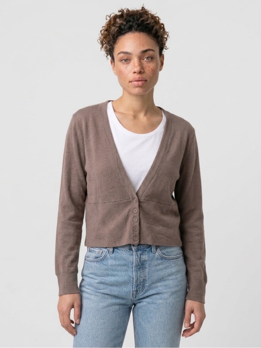 New York & Company button Brown Large cardigan